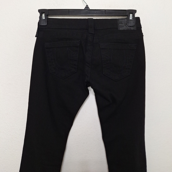 True Religion Black Low Rise Grunge Punk Y2K Distressed Skinny Jeans Size 26 - Picture 4 of 11